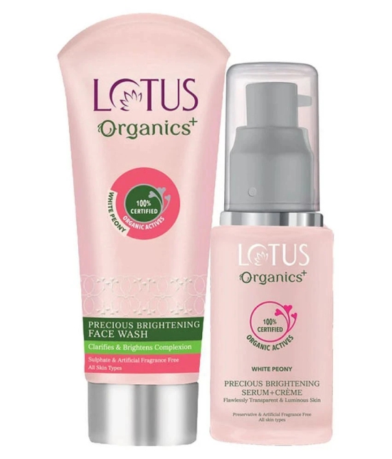 Lotus Organics+ Precious Brightening Face Wash(100g) & Serum+Cream(30ml) Combo, 2 Product Combo