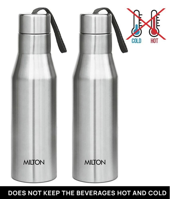 Milton Super 1000 Single Wall Stainless Steel Bottle, Set of 2, 1000 ml Each, Silver | 100% Leak Proof | Office Bottle | Gym Bottle | Home | Kitchen | Hiking | Treking Bottle | Travel Bottle