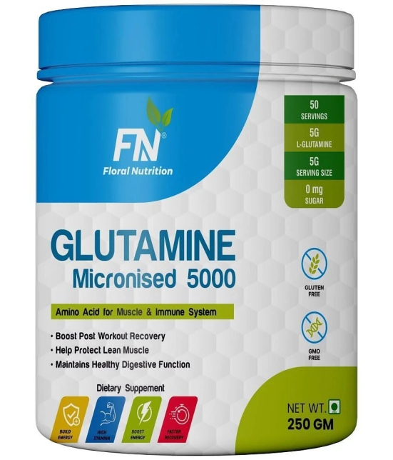 Floral Nutrition Glutamine Powder for Muscle Recovery & Growth, Support Intense Workout 250 gm