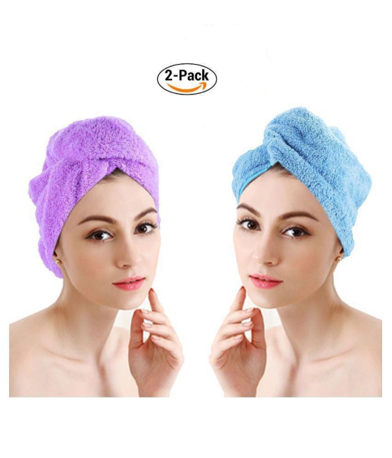 VALLEY GREEN Hair Turban Microfiber Hair Drying Towel Bath Head Wrap Turban Quick Dry Hat Cap ( SET OF 2) - Multi Color