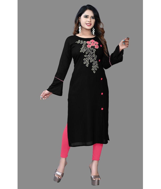 haya fashion - Black Rayon Women's Straight Kurti ( Pack of 1 ) - None