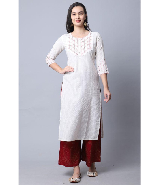 Rajnandini - White 100% Cotton Women's Straight Kurti ( Pack of 1 ) - None