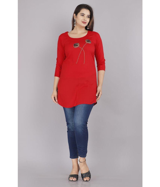 JC4U - Red Rayon Womens Straight Kurti ( Pack of 1 ) - None