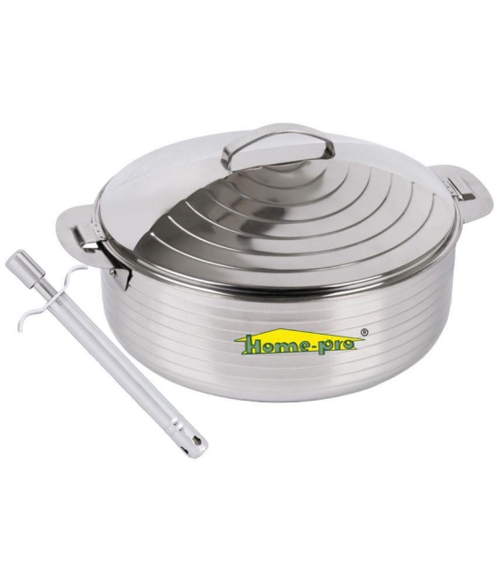 HomePro Casserole 3500Ml Gas Lighter Silver Steel Serve Casserole ( Set of 2 , 3500 mL ) - Silver