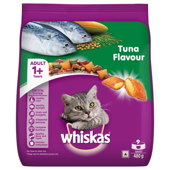 Whiskas + 1 Year Tuna Dry Adult Cat Food, 480 Gm