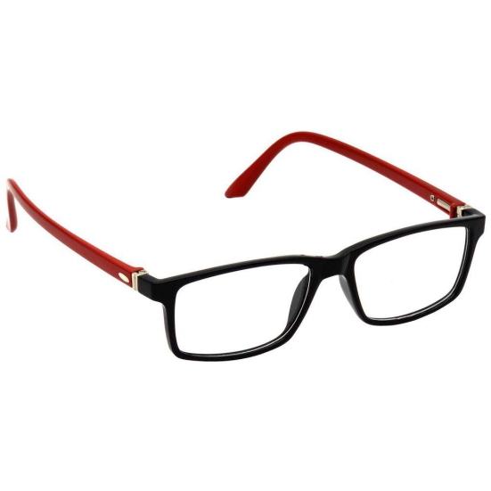 Hrinkar Trending Eyeglasses: Red and Black Rectangle Optical Spectacle Frame For Men & Women |HFRM-BK-RD-11