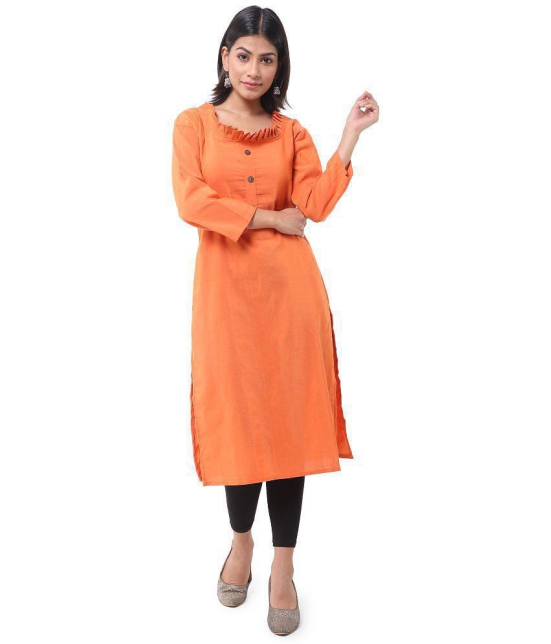 DESHBANDHU DBK - Orange Cotton Womens Straight Kurti - None