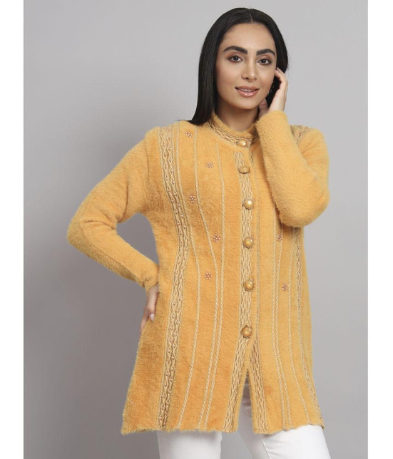 eWools.in Woollen Round Neck Women''s Buttoned Cardigans - Gold ( ) - None