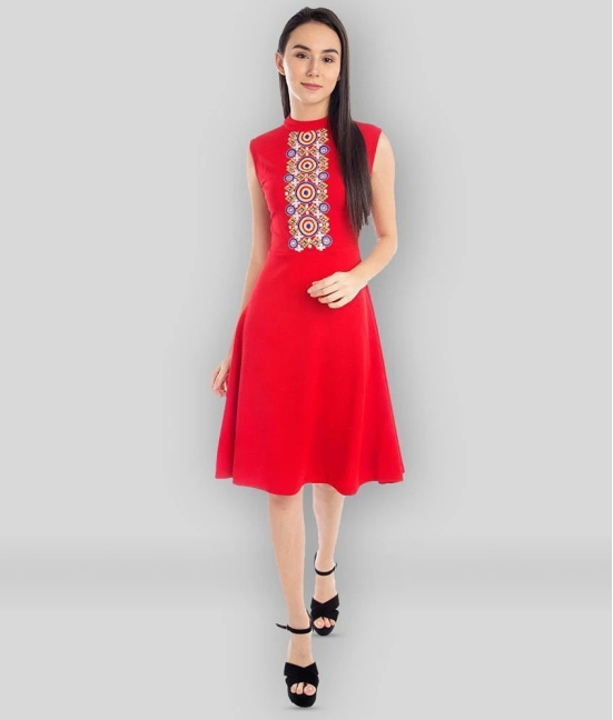 Addyvero - Red Cotton Blend Womens Fit & Flare Dress ( Pack of 1 ) - None