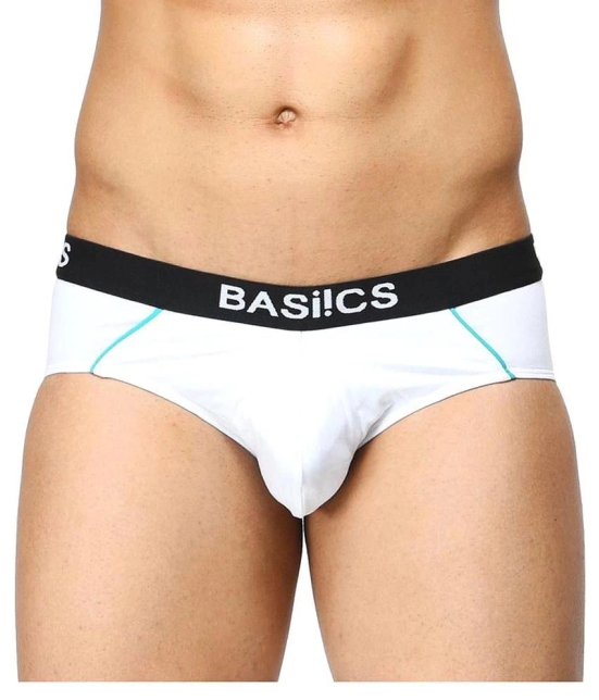 BASIICS By La Intimo - White Cotton Mens Briefs ( Pack of 1 ) - M