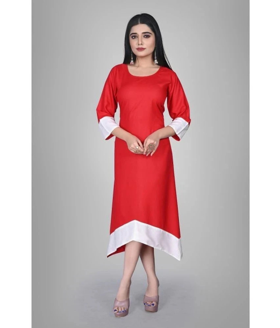 Kapadia - Red Rayon Womens Asymmetrical Kurti ( Pack of 1 ) - None