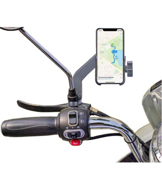 thriftkart Universal Handlebar Bike Mount Holder Metal Body 360 Degree Rotating Mirror Cradle Stand for Cycle, Motorcycle, Scooty Fits All Smartphones