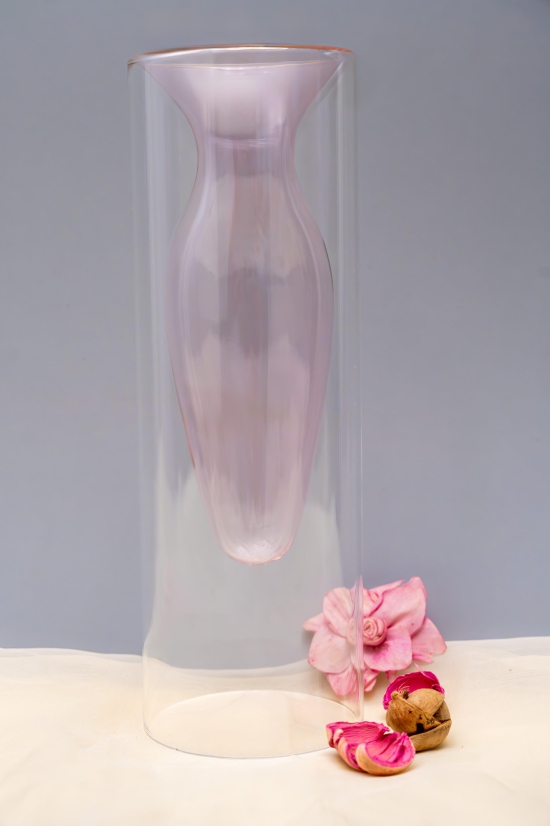 GLASS VASE MID PINKY HOLLOW