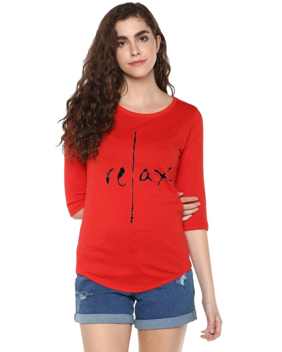 Womens 34U Relax Printed Red Color Tshirts-Red / Large / 100% Bio Wash Cotton