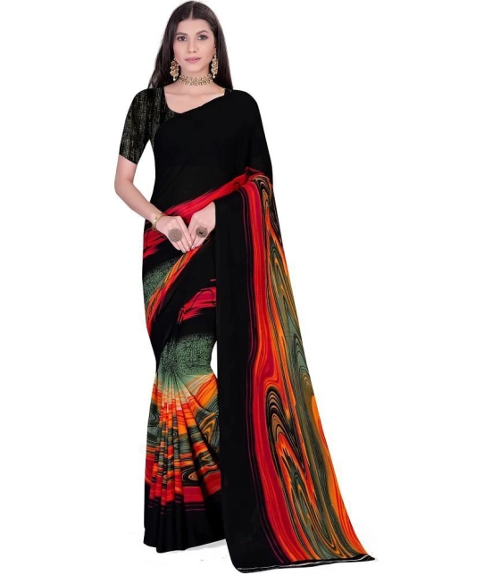 LEELAVATI - Black Georgette Saree With Blouse Piece ( Pack of 1 ) - Black