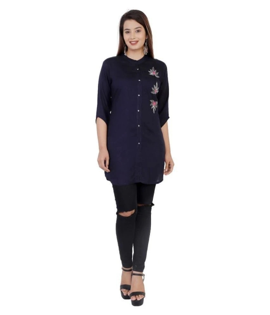 HIGHLIGHT FASHION EXPORT Blue Rayon Straight Kurti - Single - S