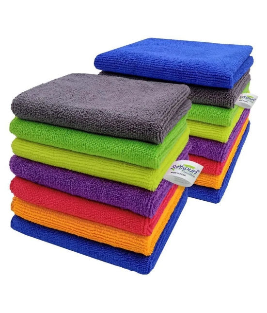 SOFTSPUN B Quality Microfiber Cloth - Going Cheap! 15 pcs - 30x30 cms - 340 GSM - Assorted Colour - Thick Lint & Streak-Free Multipurpose Cloths - for Car Bike Cleaning Polishing Washing & D