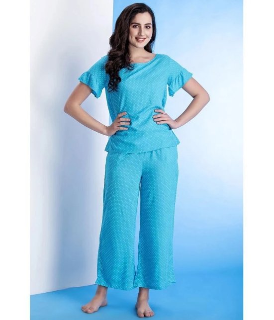 Clovia Rayon Nightsuit Sets - Blue - None