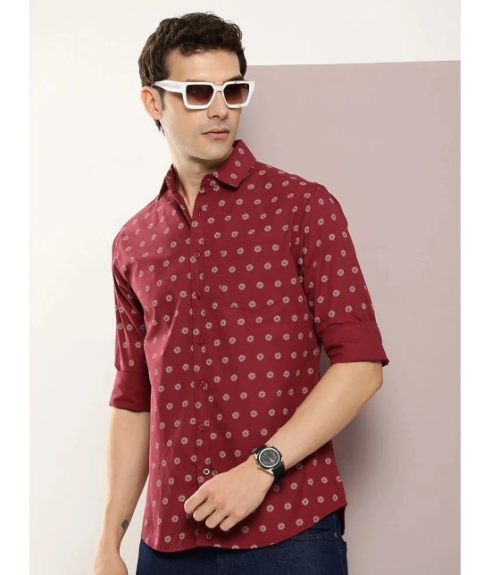 Dillinger 100% Cotton Regular Fit Printed Full Sleeves Mens Casual Shirt - Maroon ( Pack of 1 ) - None