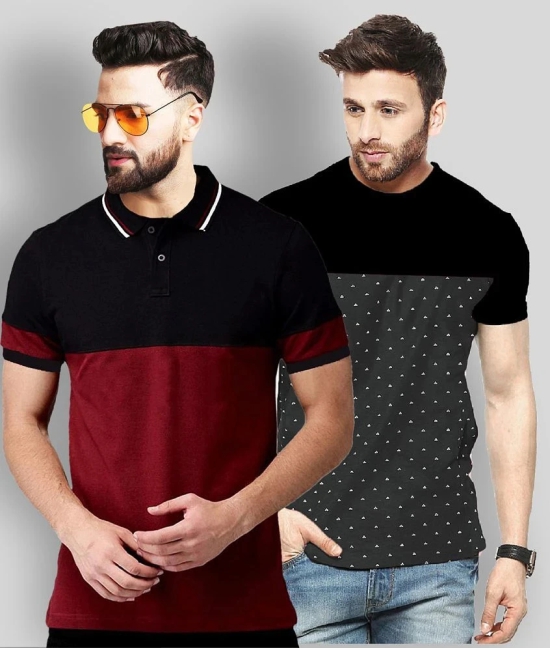 Leotude - Multicolor Cotton Blend Regular Fit Mens T-Shirt ( Pack of 2 ) - None