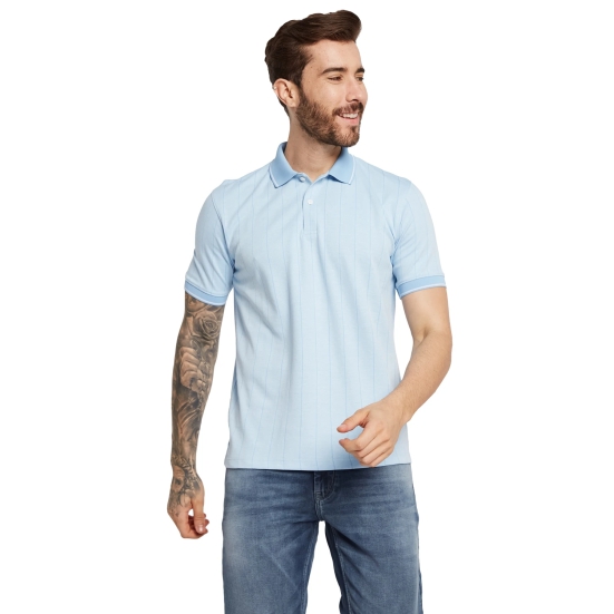 Octave Men Polo Collar Striped T-Shirt