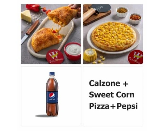 Sweet Corn+Calzone+Coke