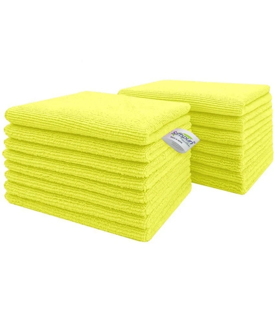 SOFTSPUN Microfiber Cloth 15pcs - Small - 20x30cms - 340 GSM YELLOW Thick Lint & Streak-Free Multipurpose Cloths - Automotive Microfibre Towels for Kitchen Cleaning Polishing Washing & Detai