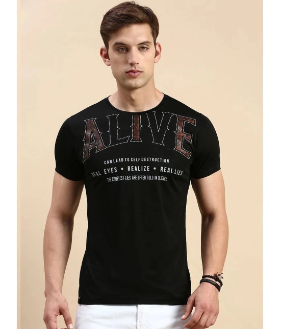 Showoff Cotton Slim Fit Printed Half Sleeves Mens T-Shirt - Black ( Pack of 1 ) - None