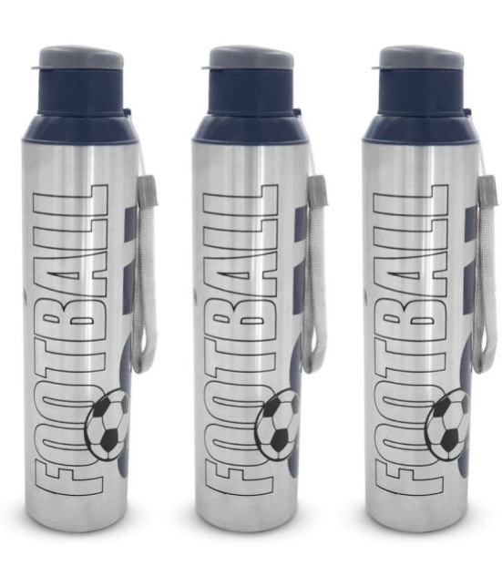 Dhara Stainless Steel Blue Stainless Steel Sipper Water Bottle 850 mL ( Set of 3 ) - Blue