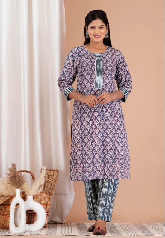 CTN Kurti and Pant Block Print Green XXL