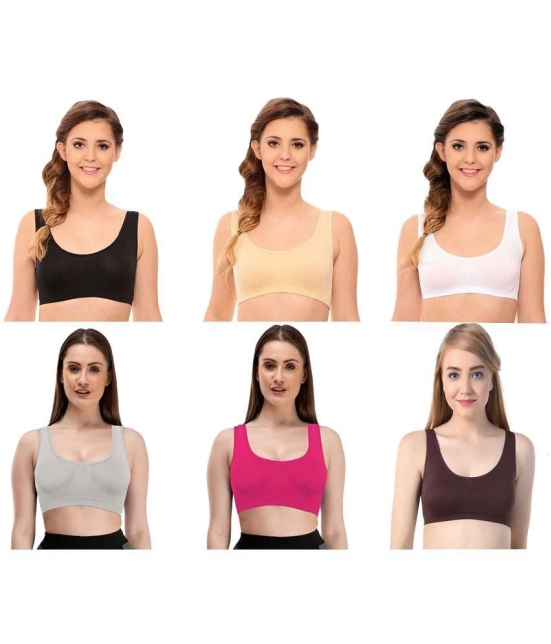 ComfyStyle Cotton Lycra Air Bra - Multi Color Pack of 6 - None