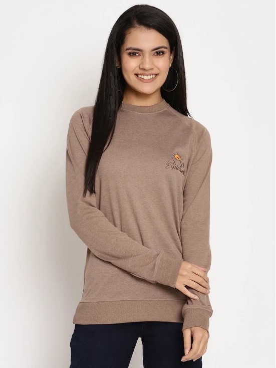 Women Explorer Brown Solid Sweatshirt-S