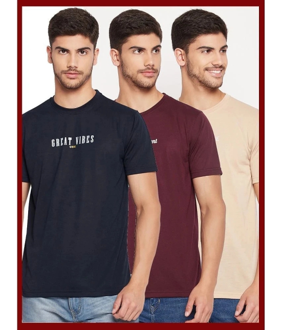 UBX Cotton Blend Regular Fit Printed Half Sleeves Mens T-Shirt - Maroon ( Pack of 3 ) - None