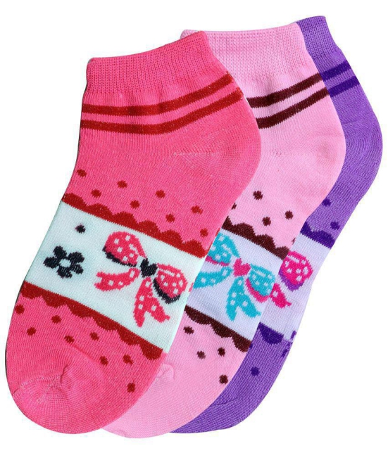 SELETA - Multicolor Cotton Blend Women's Ankle Length Socks ( Pack of 3 ) - None