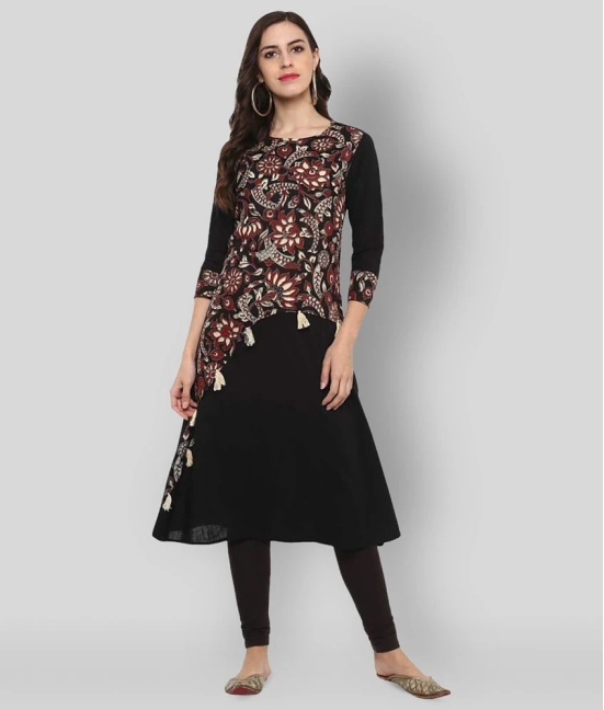 Yash Gallery - Black Cotton Womens A-line Kurti ( Pack of 1 ) - 4XL