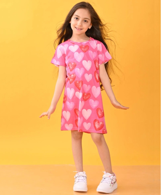 PRETTY HEART CASUAL SUMMER DRESS - PINK-10-12 YEARS / 1N / PINK