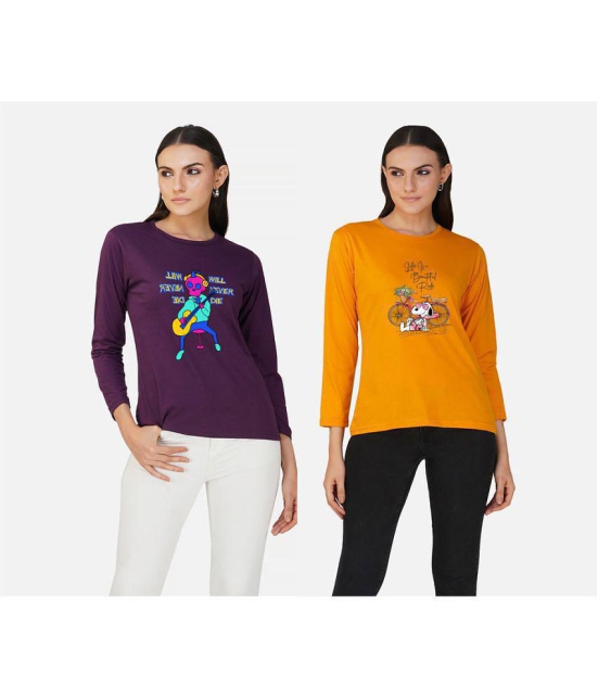 CHOZI - Multi Color Cotton Blend Regular Fit Womens T-Shirt ( Pack of 2 ) - None