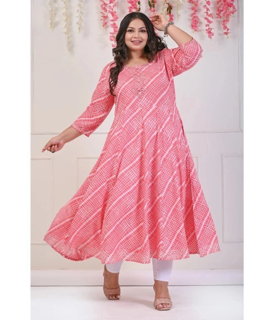 Swasti Cotton Blend Printed Anarkali Womens Kurti - Peach ( Pack of 1 ) - None