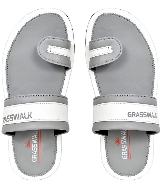 GRASS WALK - Gray Mens Leather Slipper - None