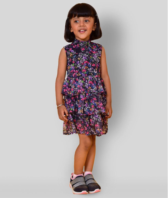 NUEVOSKIDDOS - Black Georgette Girls Empire Dress ( Pack of 1 ) - None